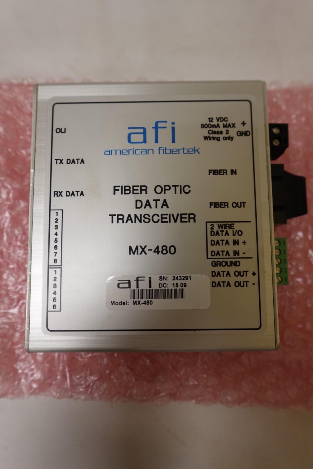 AFI American Fibertek – MPD Data Transceiver Module 1300nm 2 Fiber – MX-480 NEW