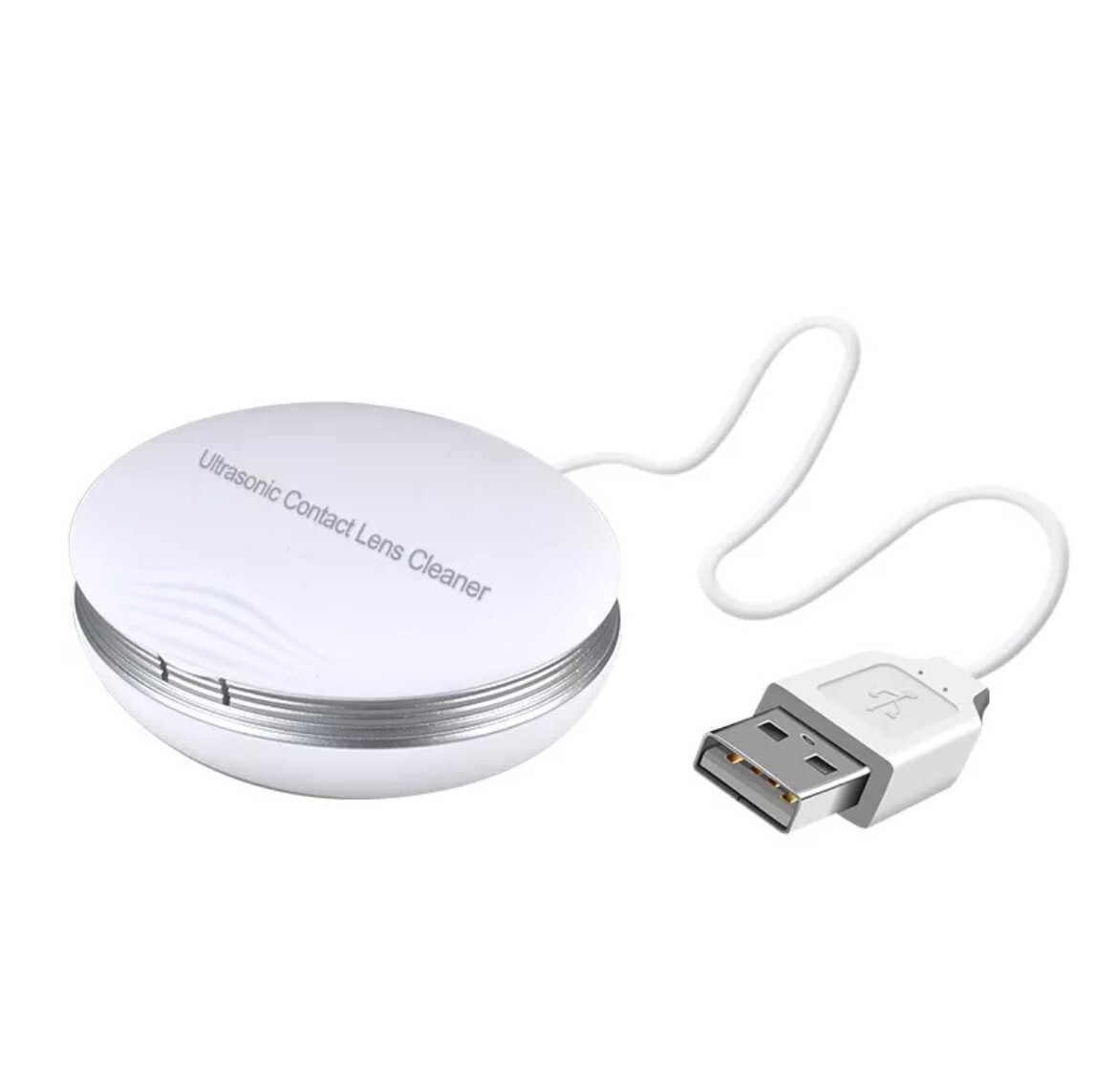 Portable USB Ultrasonic Contact Lens Cleaner CE-3500 for Daily Use Travel SILVER