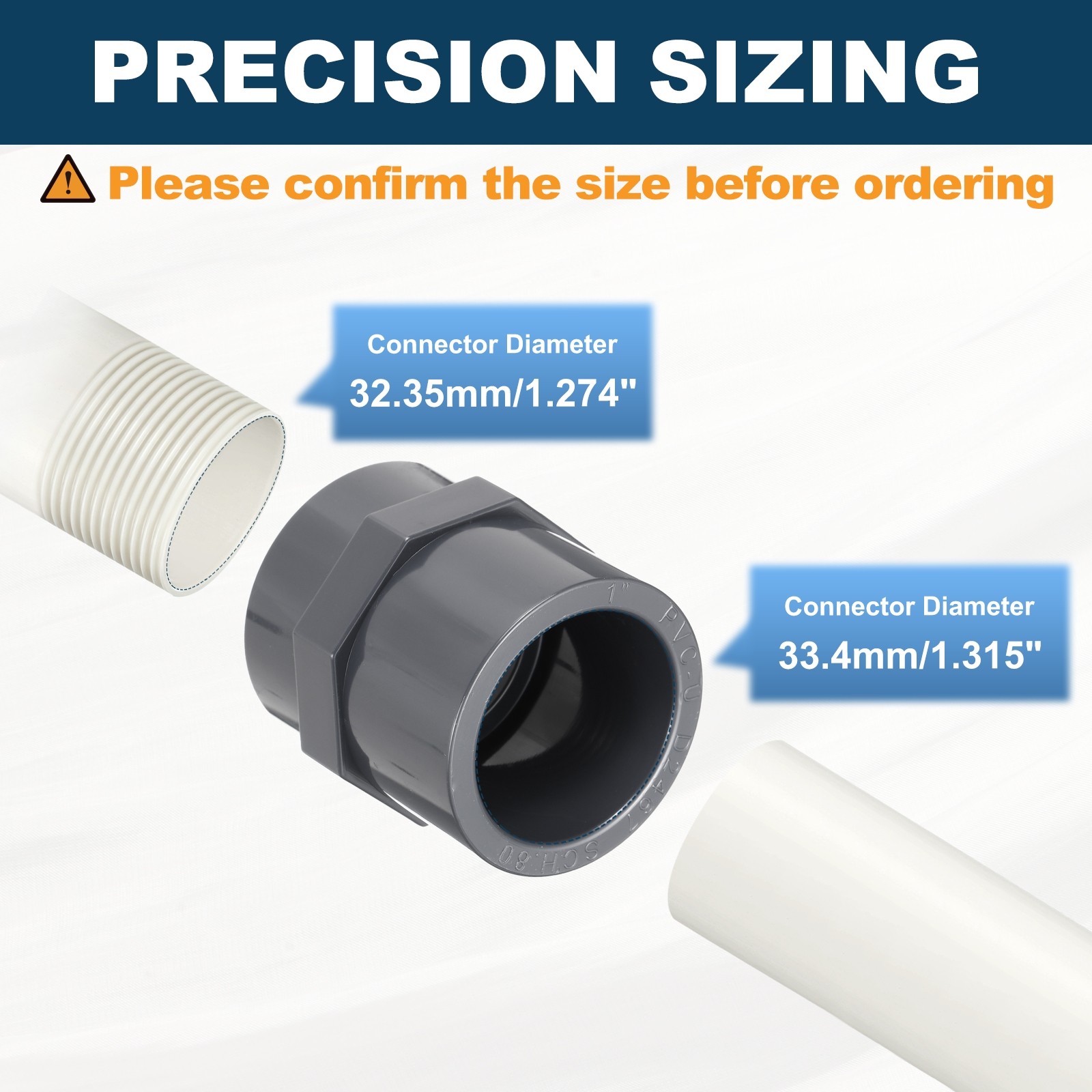 2 Pcs Female Threaded Pipe Fitting, 1″FNPTx1″ Schedule 80, Dark Gray