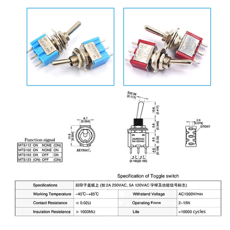 Toggle Switch 2/3/4/6/9/12 Pin 2 3 Position for Boat Car Dashboard Model Railway
