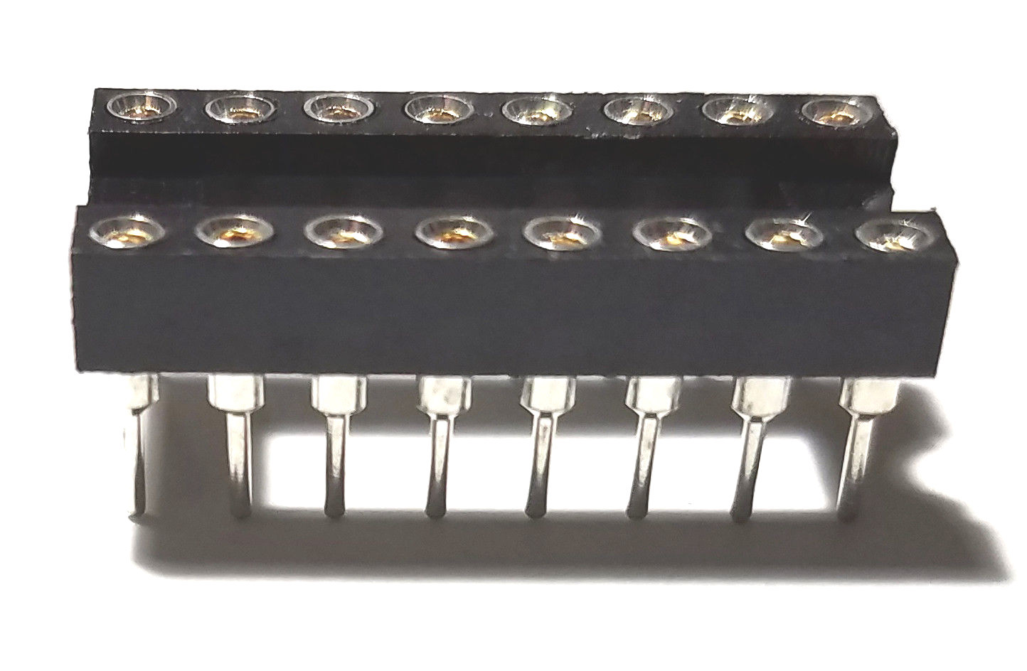 10PCS IC Sockets DIP-16 Machined Round Contact Pins Holes 2.54mm DIP16 DIP 16