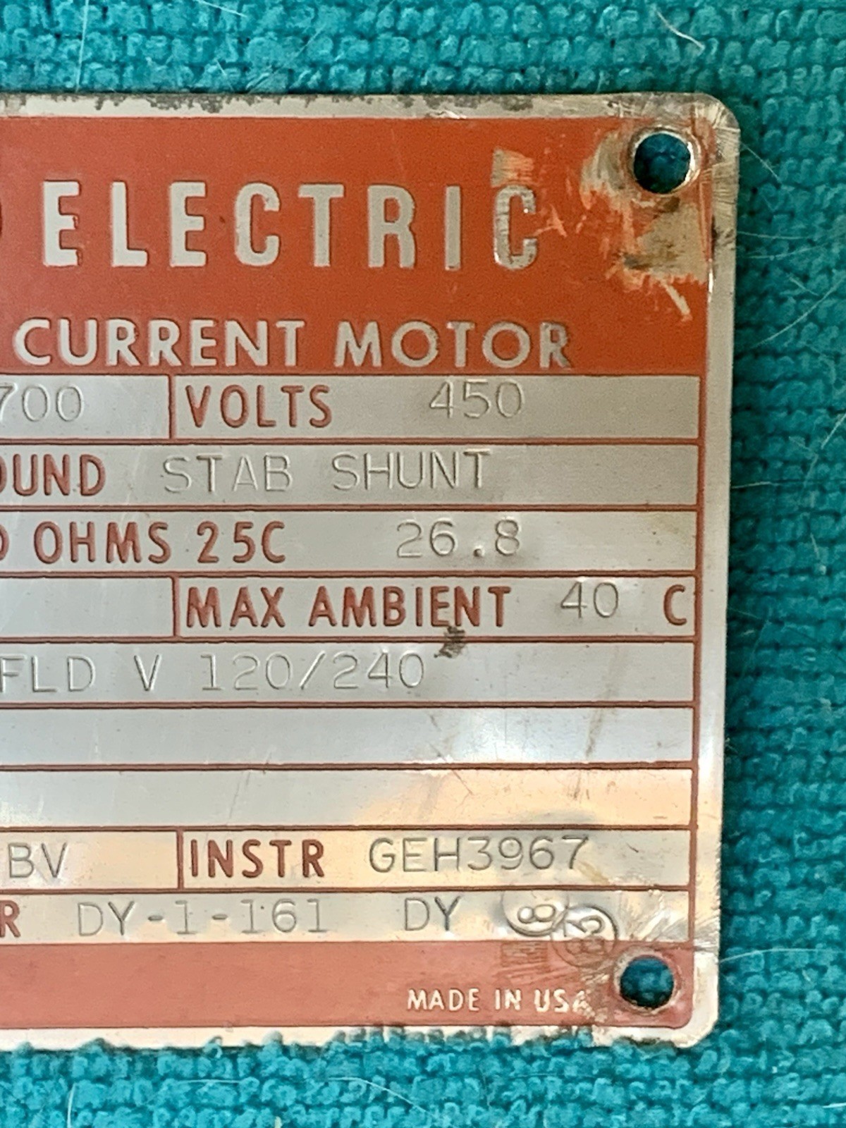 General Electric Kinamatic Direct Current Motor Badge Tag-Reduced-further!