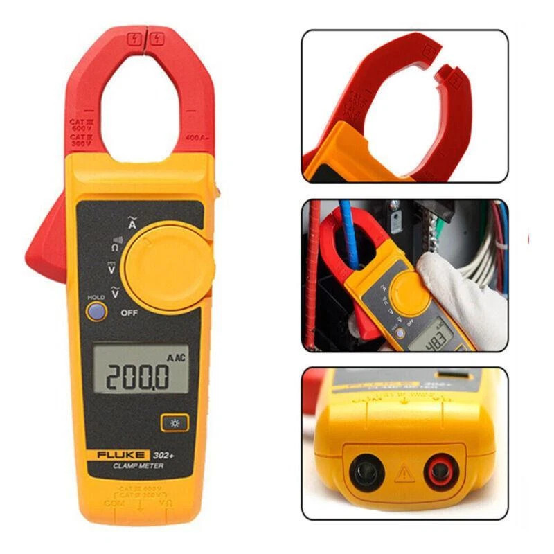 Fluke 302+ Digital Clamp Meter AC Current 400A AC/DC Voltage Resistance 4000Ω