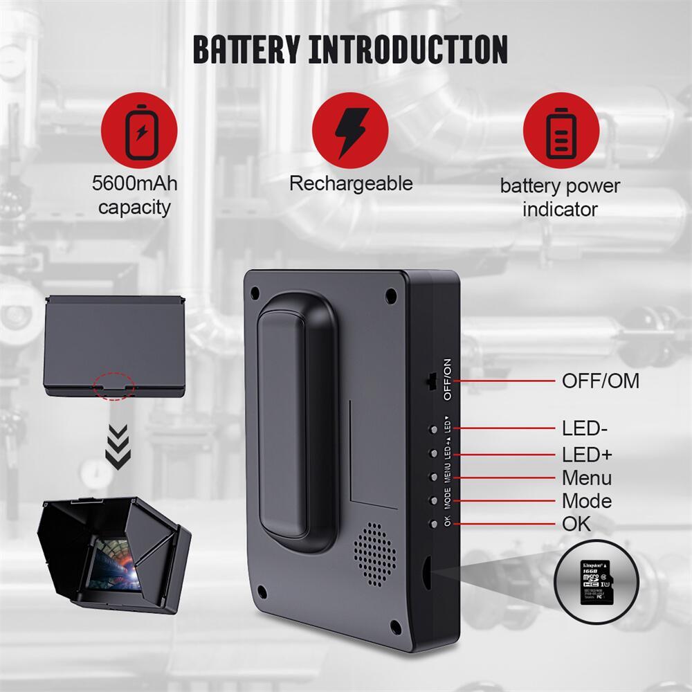 ESANHAO Sewer Camera 98ft/30m Pipe Inspection Camera HD Drain 4.3in LCD Monitor