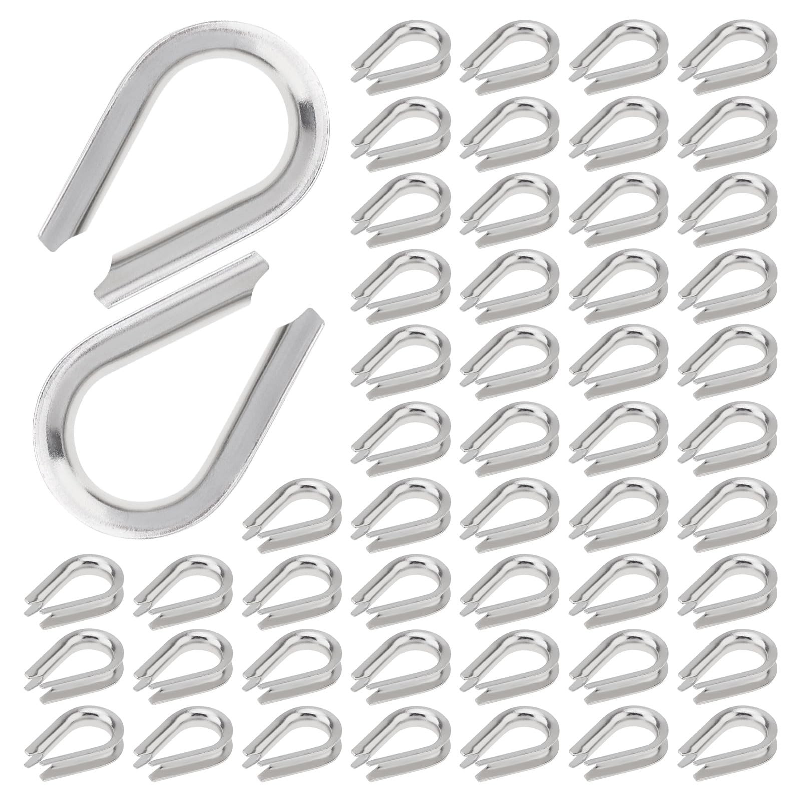 50Pcs M5 Wire Rope Thimbles 3/16″ Stainless Steel Thimble for Diameter Cable