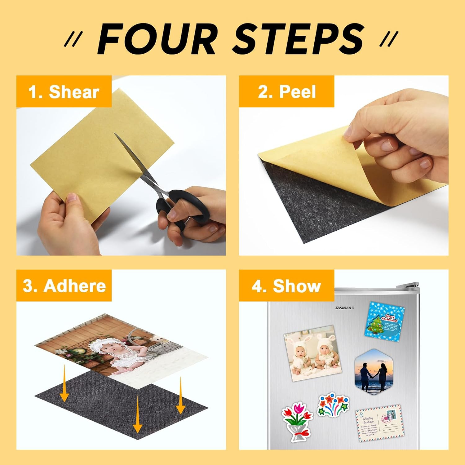 Magnetic Sheet with Adhesive Backing 6 X 8, 6 Pack | Magnet Paper Sheets for Cla