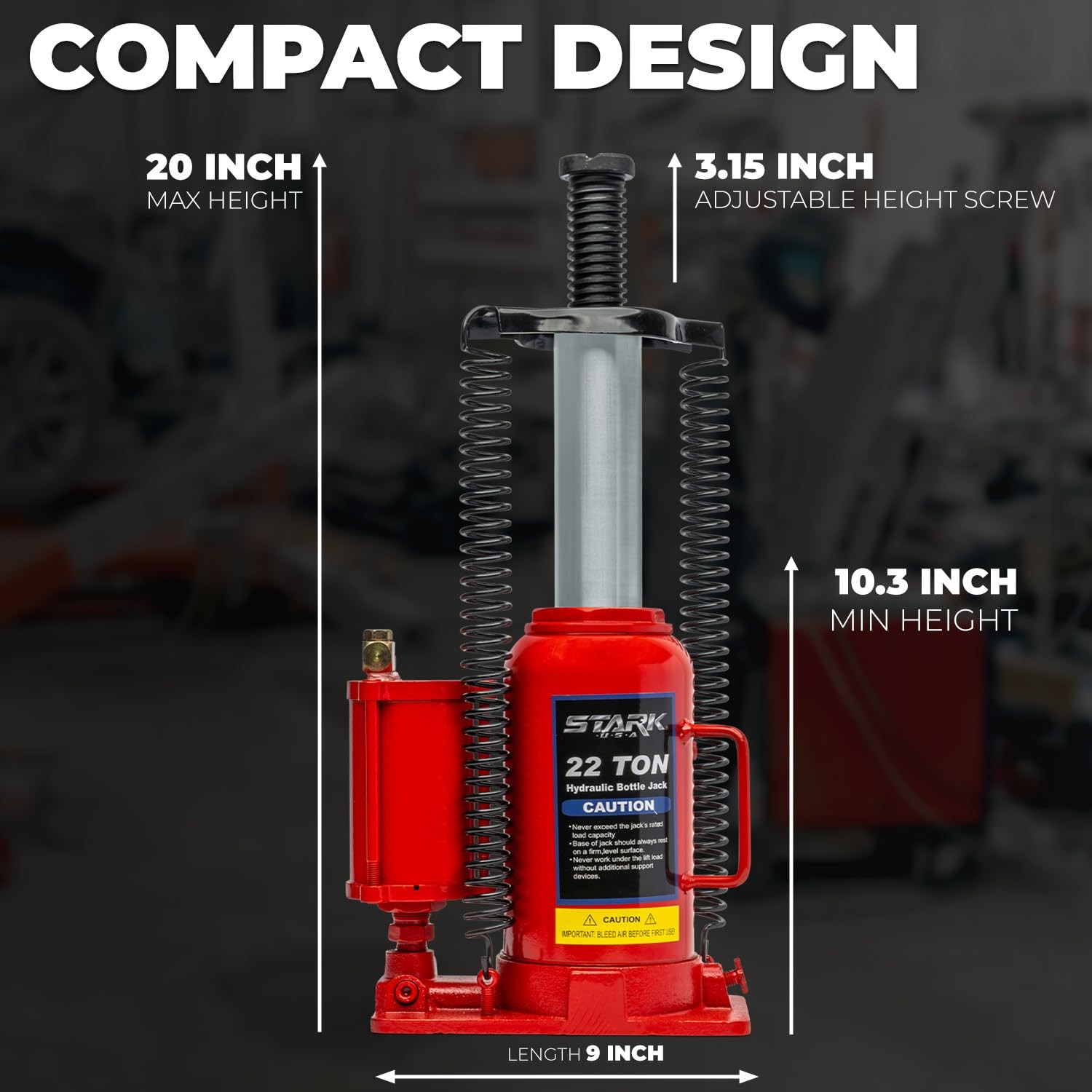 Stark Usa 22 Tons Pneumatic Air Bottle Hydraulic Manual Bottle Jack Hoist