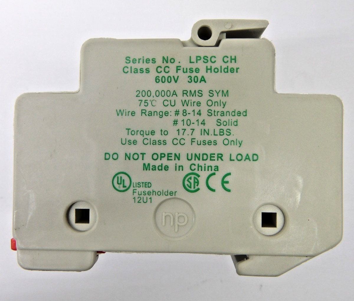 Littelfuse LPSC CH Fuse Holder 600V 30A 200,000 RMS SYM 75ºC CU Wire Only