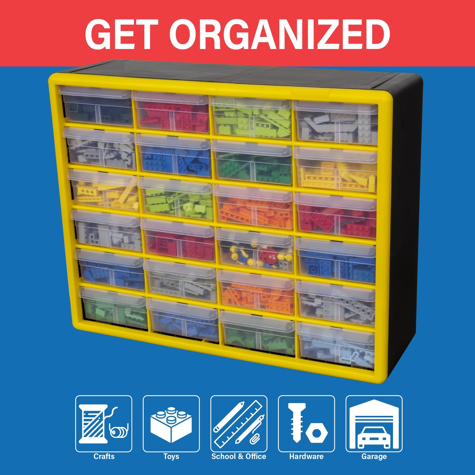 Akro-Mils 24-Drawer Plastic Drawer Storage Cabinet for Garage Organization, Bead