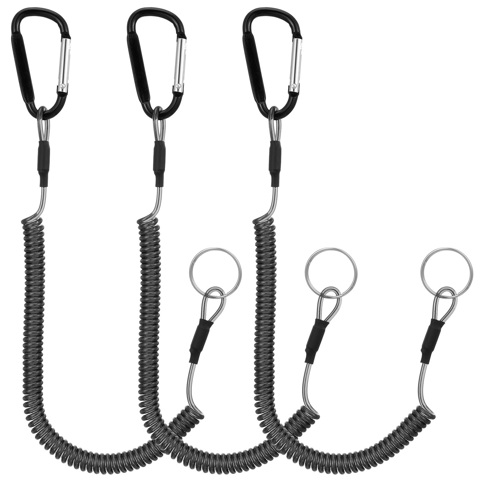 3PCS Retractable Safety Coiled Lanyard with Alloy Clip for Pliers Boating, He…