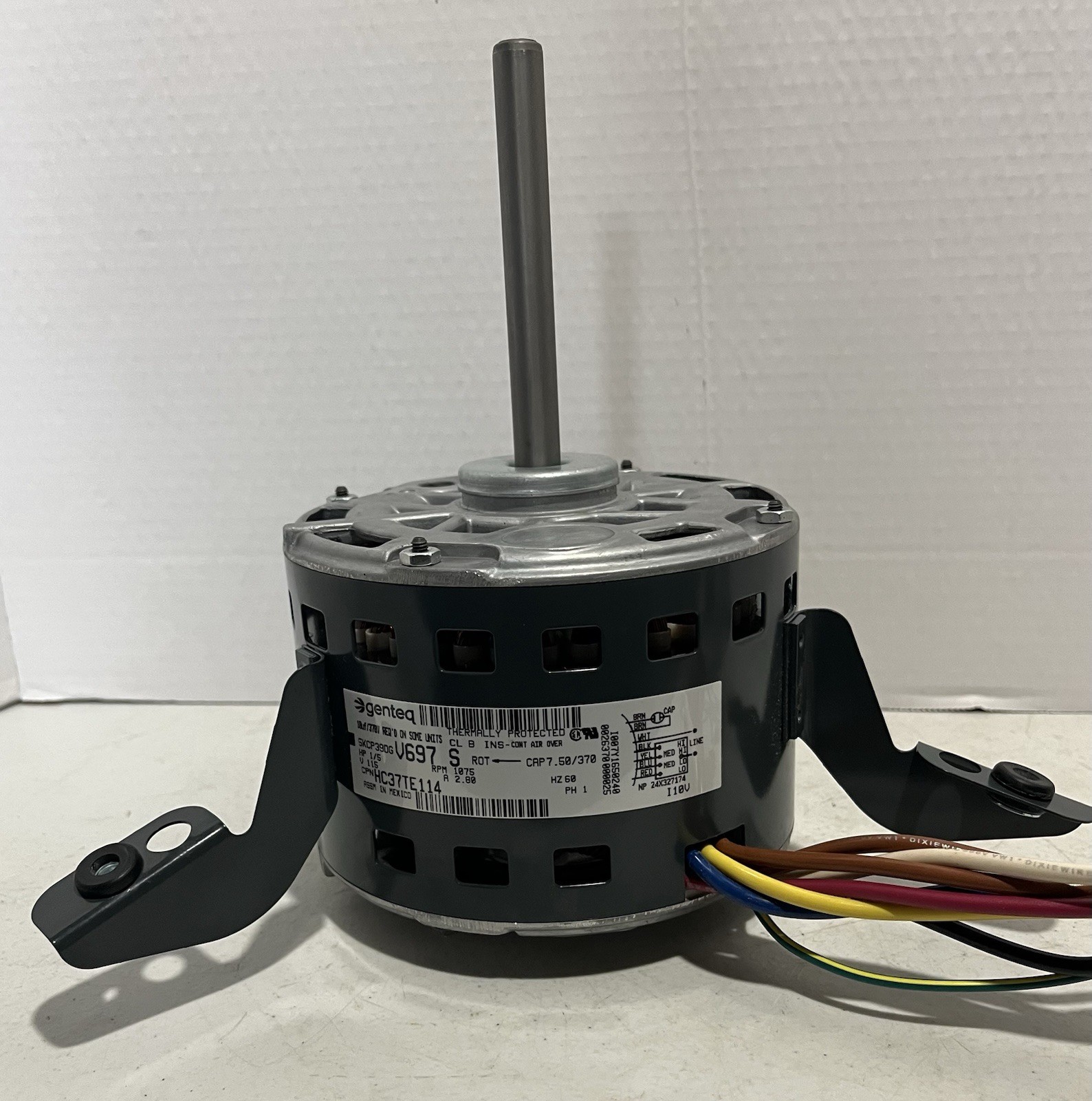 Genteq HC37TE114 Blower Motor 1/5 HP 115 V 1075 RPM 2.80 A