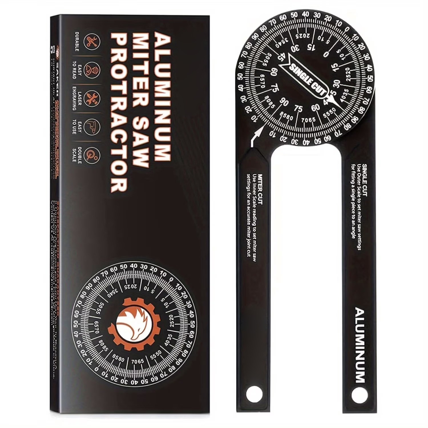 7″ Aluminum Miter Saw Protractor, Rustproof Angle Finder Tool for Woodworking