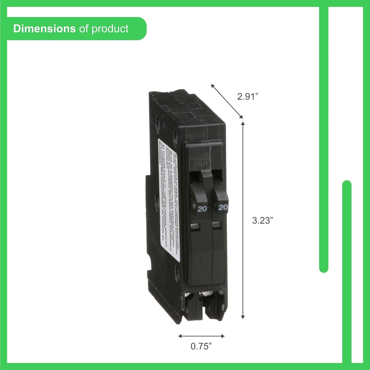 Reliable QO Circuit Breaker, 20A Tandem Mini, 120/240VAC, 10kA Safety Capacity