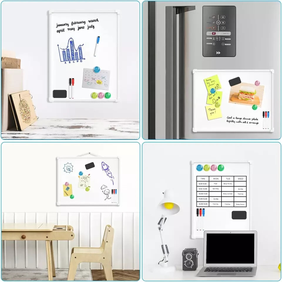 Double-Sided Dry Erase Board for Wall, 16″X12″ Hanging Whiteboard, Small Dry Era