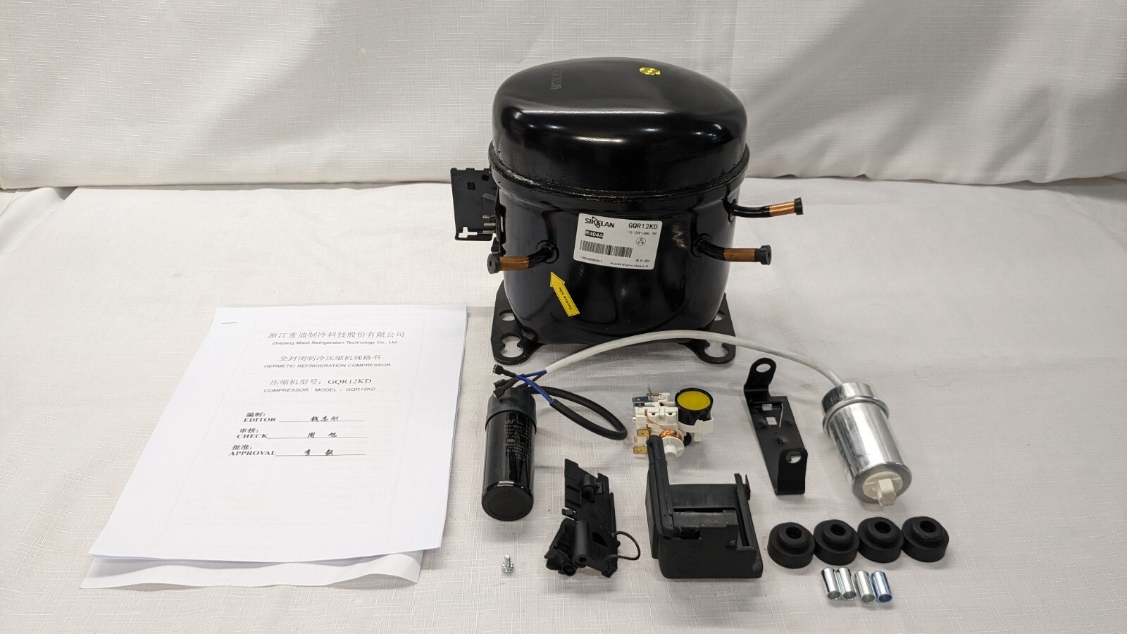 Sikelan GQR12KD 1/2hp 2627BTUs 110VAC R404a LBP / MBP Refrigeration Compressor
