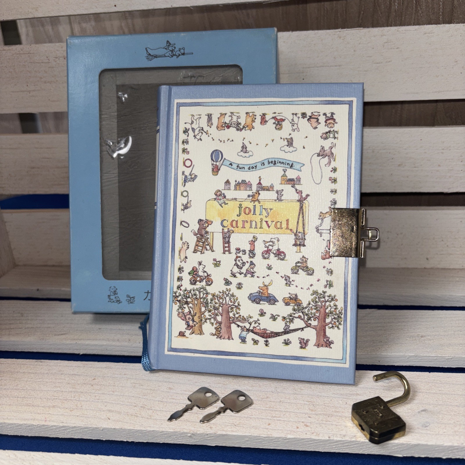 Vintage Jolly Carnival Diary With Lock And Keys Blue Y2K New 1996 Rare