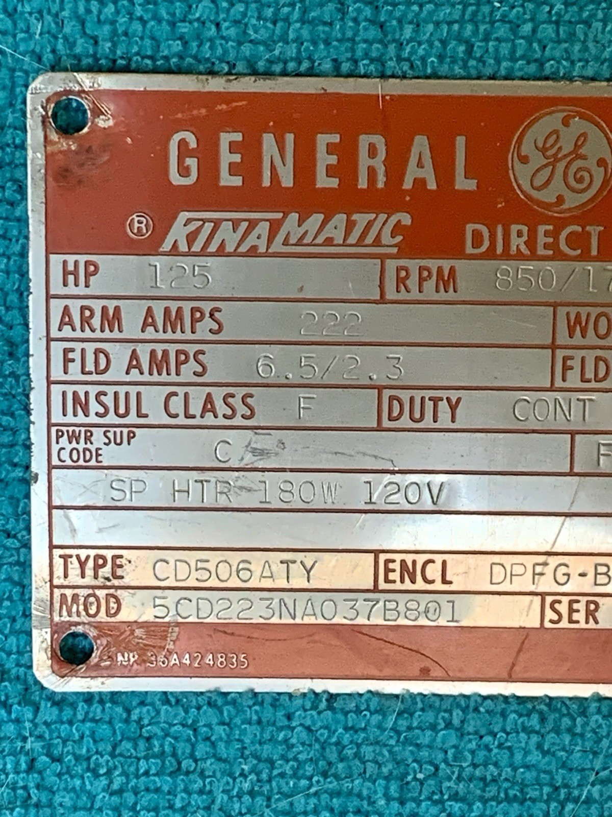 General Electric Kinamatic Direct Current Motor Badge Tag-Reduced-further!