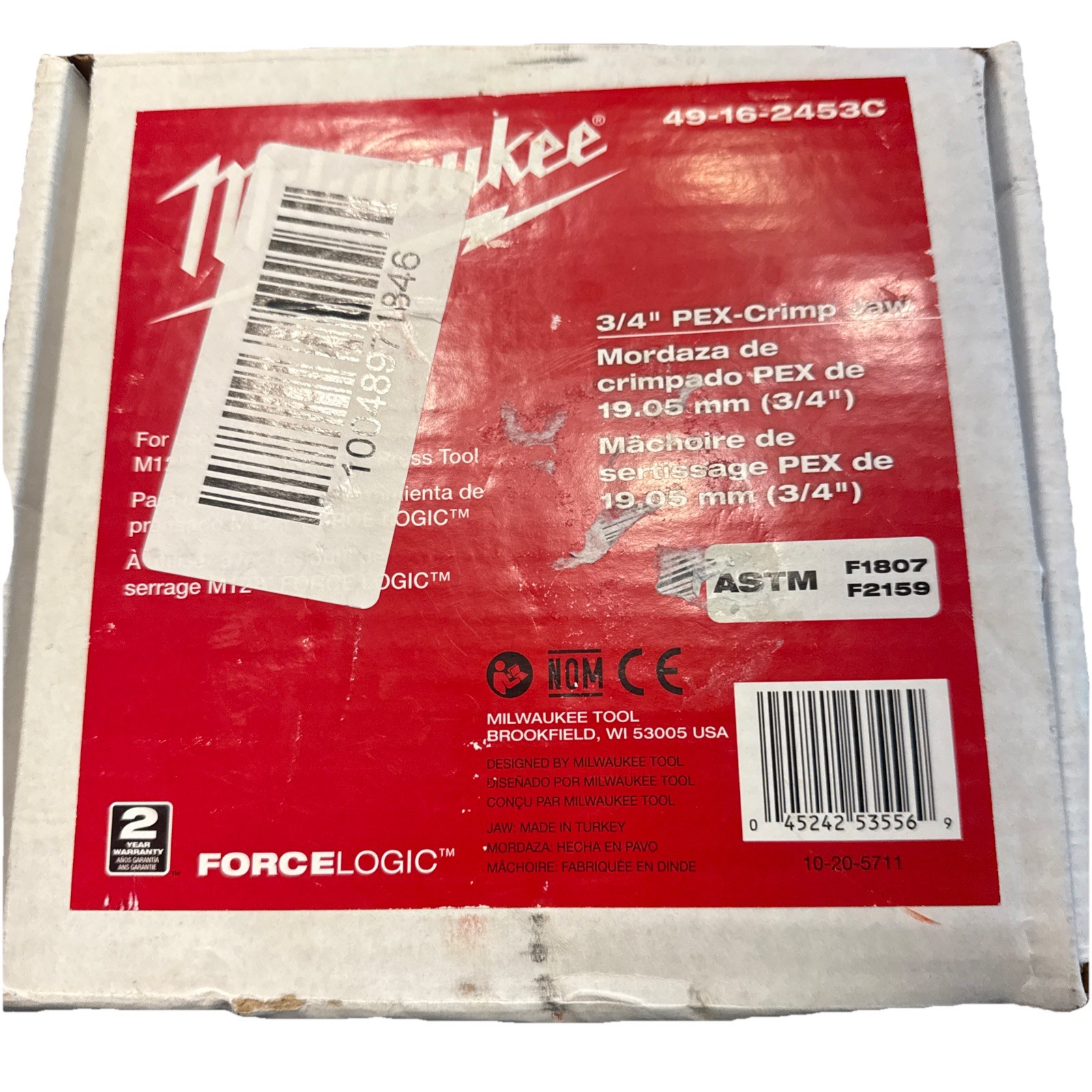 Milwaukee 3/4 » Led-crimp Press Jaw 49-16-2453C New In Box
