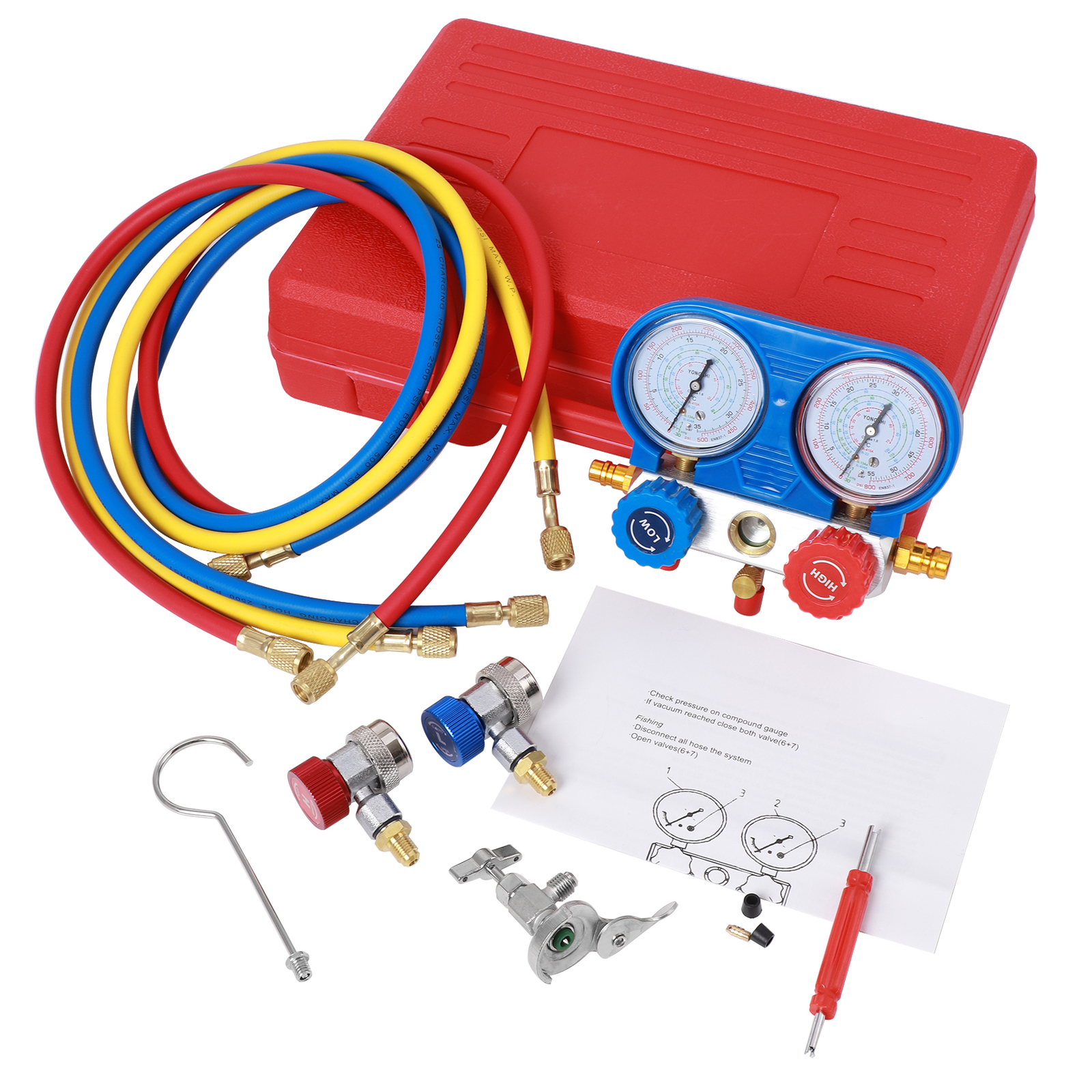 A/C AC Manifold Gauge Set for Car test Kit Manometer Gauge System Refrigeration