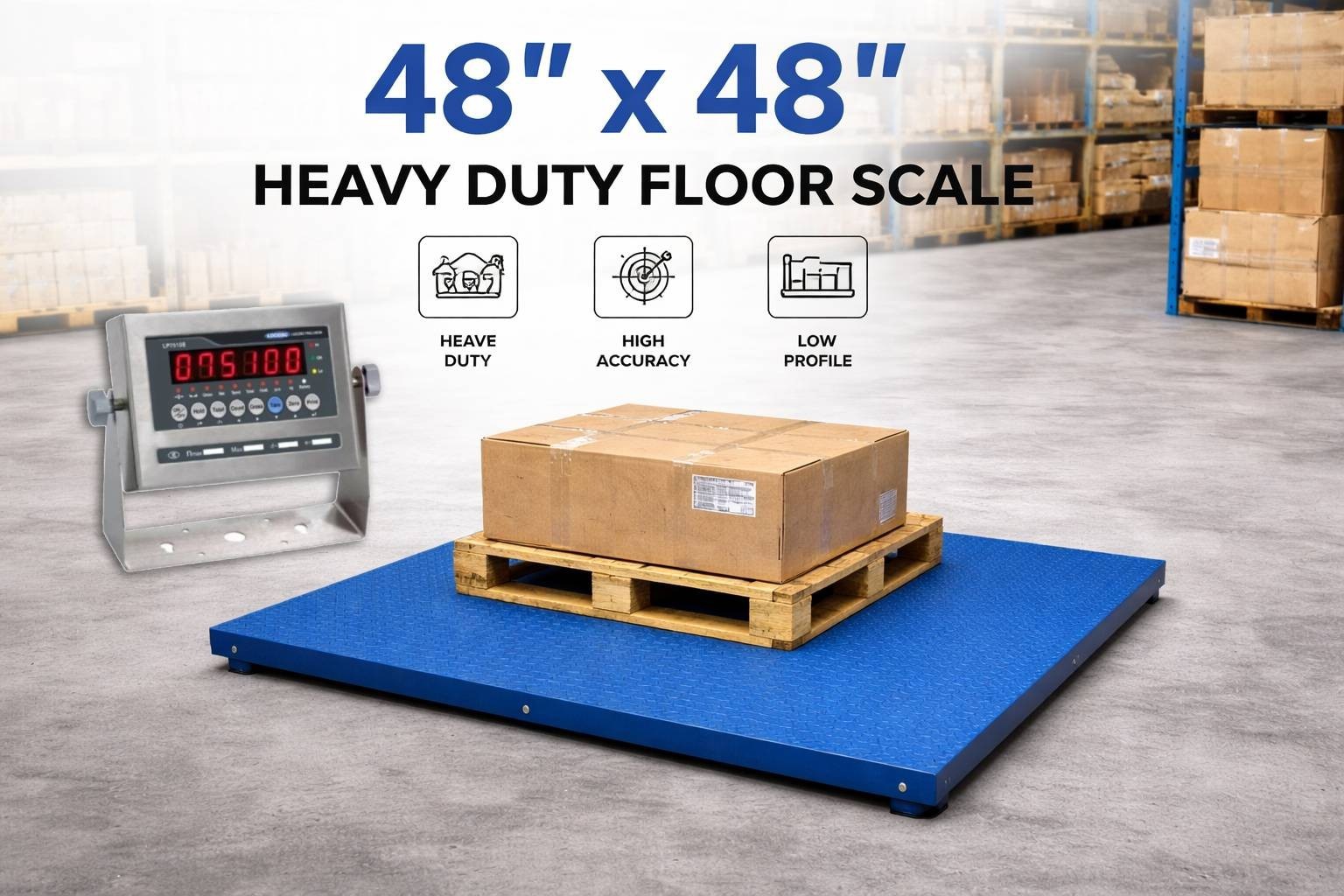 Refurbished Industrial Platform 48” x 48” Floor scale for warehouse 5000 lbs