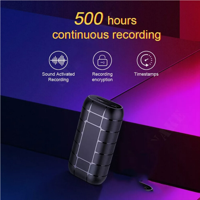 500 Hrs Mini Spy Voice Activated Recorder Digital Audio Magnetic 64GB MP3 Player