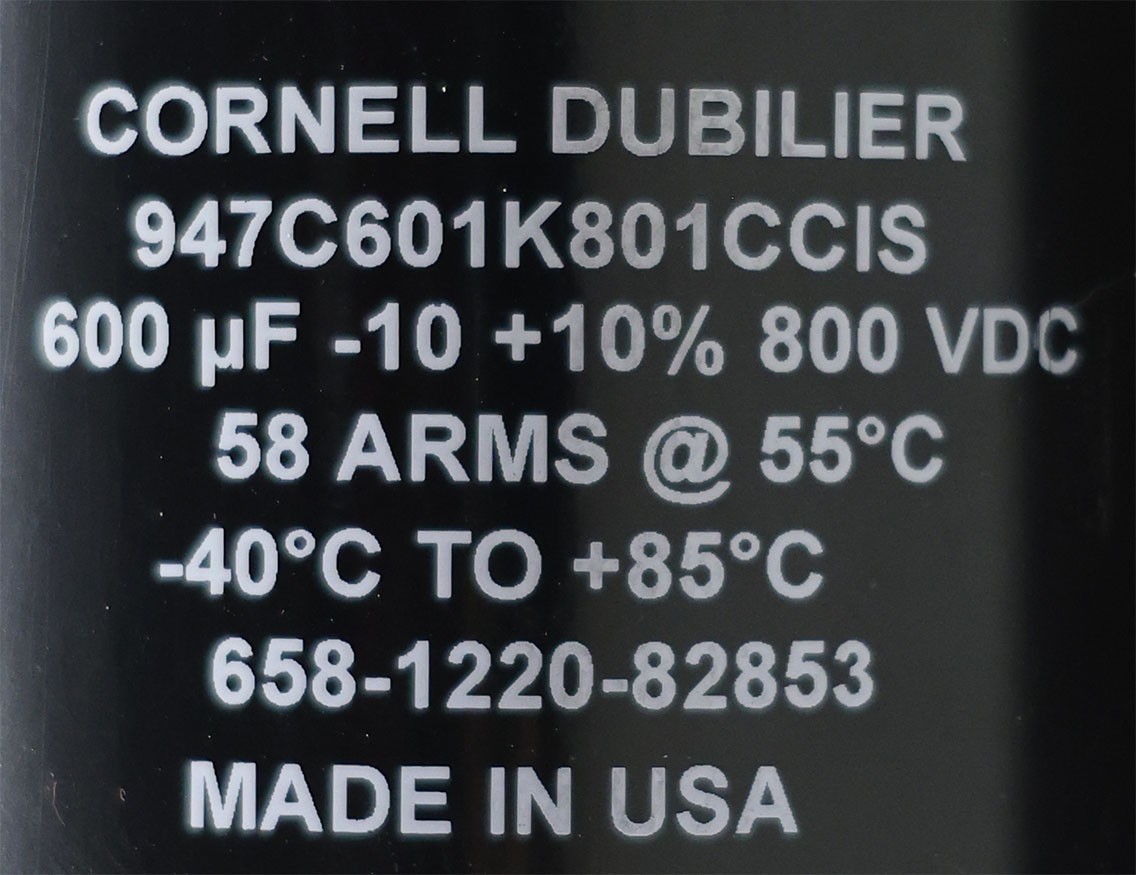 Cornell Dubilier 947C601K801CCIS 600 µF Film Can Capacitor 230V 800V