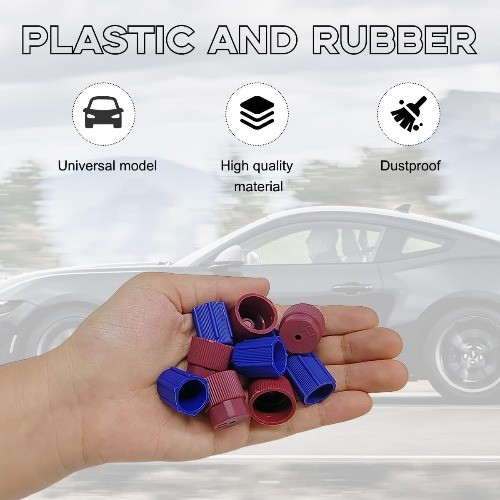 10-Piece 13mm & 16mm AC Service Port Caps, High & Low Pressure Valve Dust Covers
