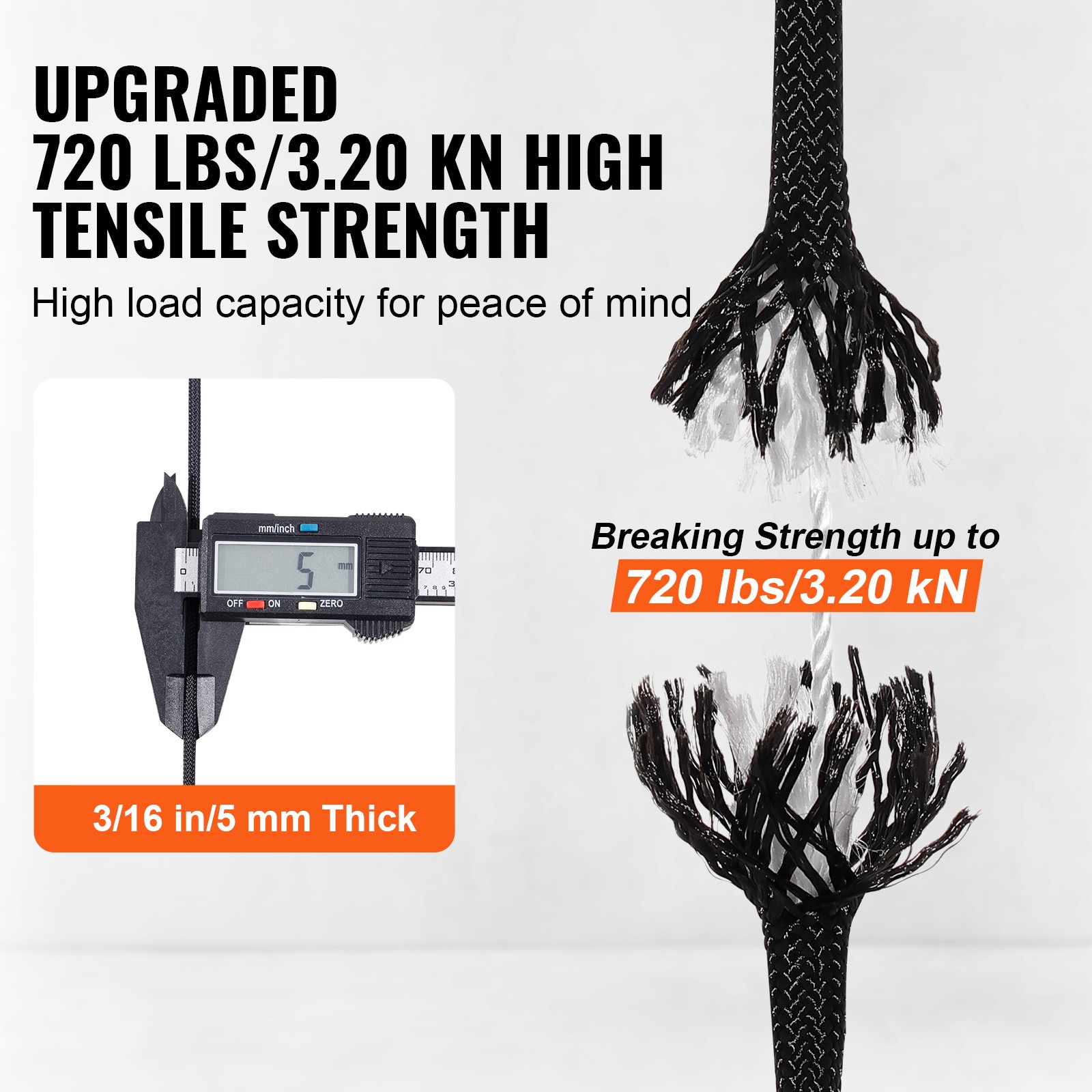 Uimoso Arborist Tree Climbing Rope Braided Nylon Rope 3/16″ x 250′ 32-Strand