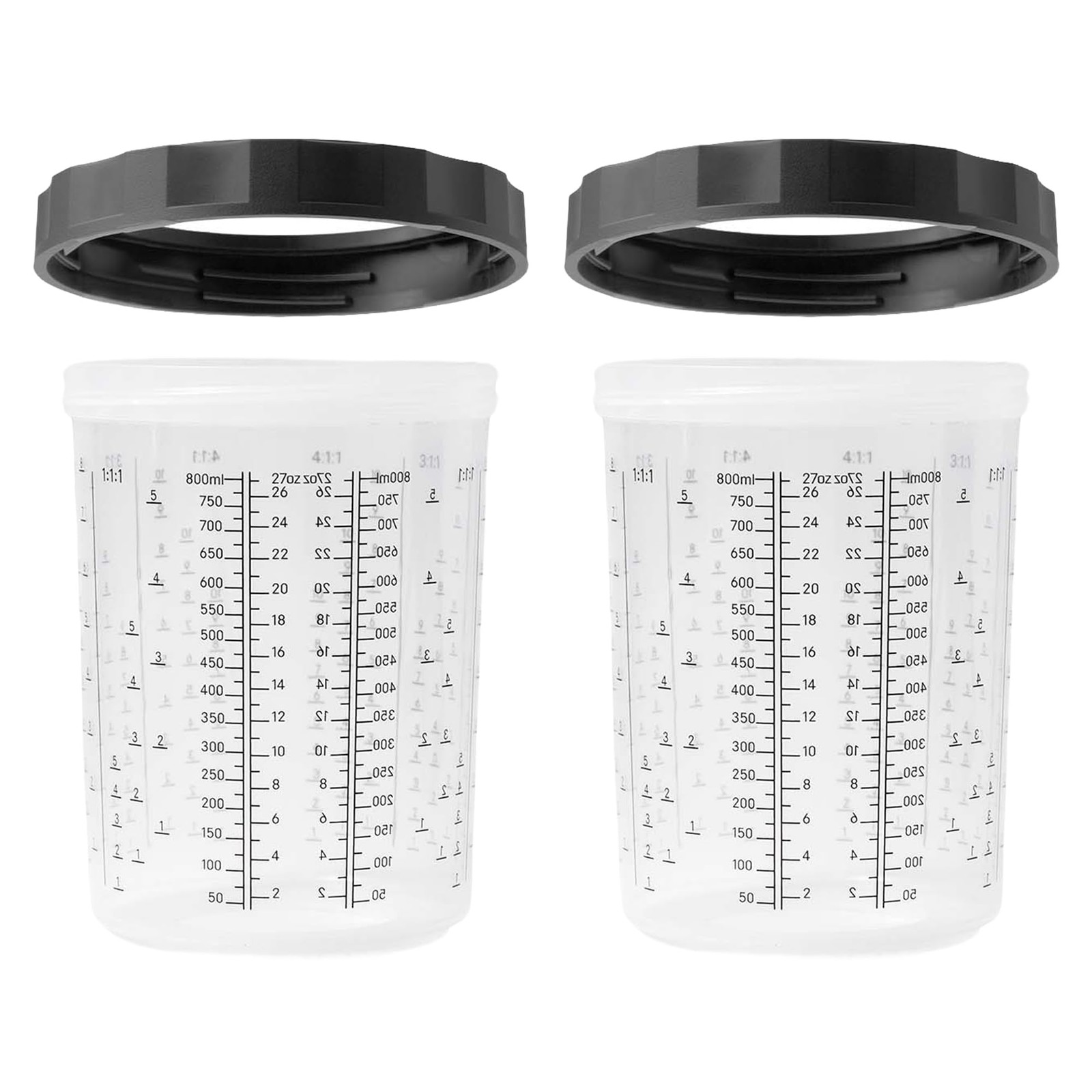 LAUCO 2 Pack Paint Spray Gun Hard Cup Set, 800ML (27 Oz) Reusable Mixing Cups