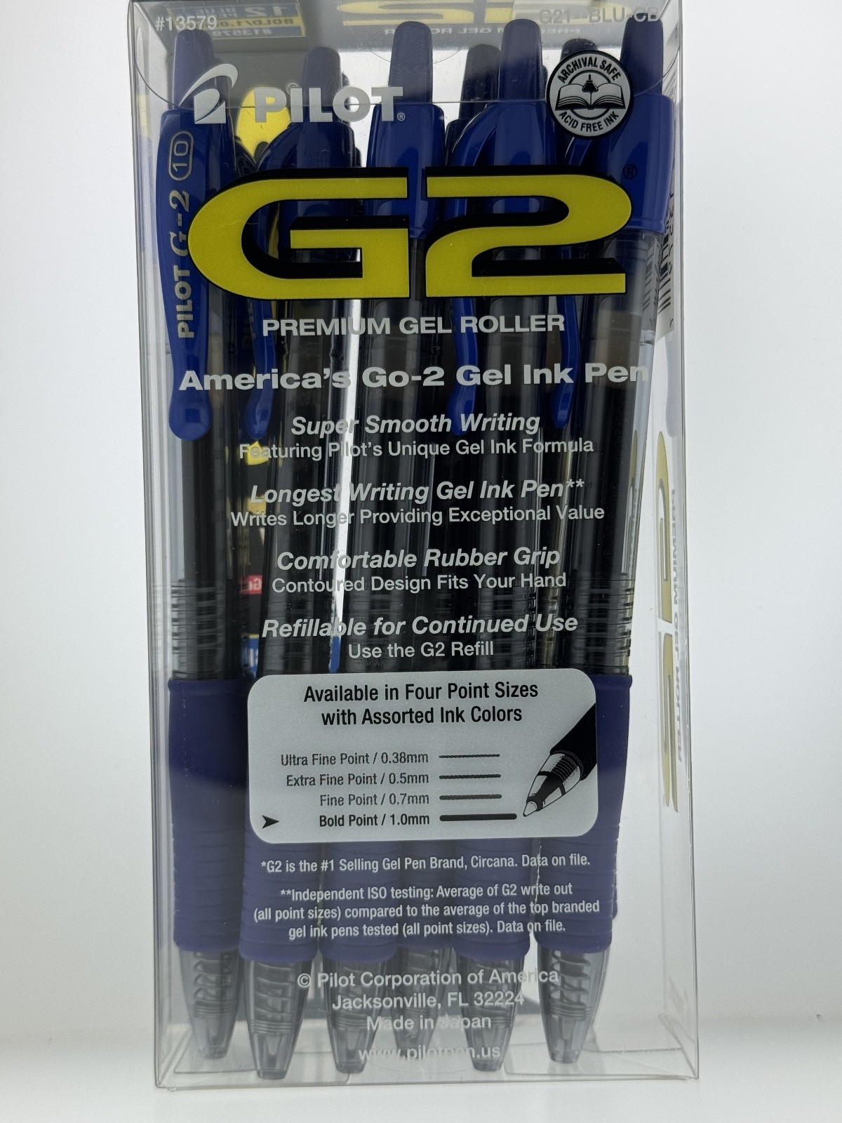 Pilot G2 BOLD Point 1.0mm BLUE INK GEL ROLLER Pens 12 PACK USA SHIPPING ONLY