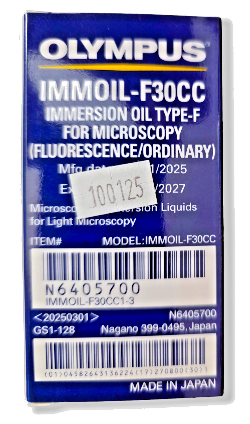 2607-034 Olympus Immoil-F30CC Immersion Oil Type-F Microscopy NIB Exp 08/2027