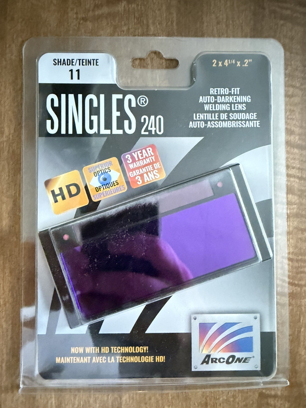 S240-11 Horizontal Single Auto-Darkening Filter for Welding, 2 x 4, Shade 11