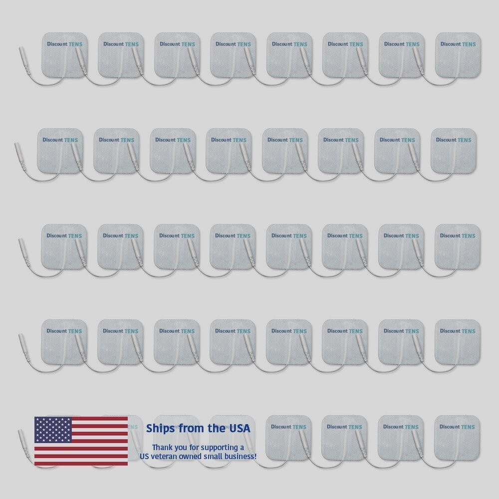 TENS 2″x2″ Premium Wired Electrode Pads, 40 Pads (20 Pair)