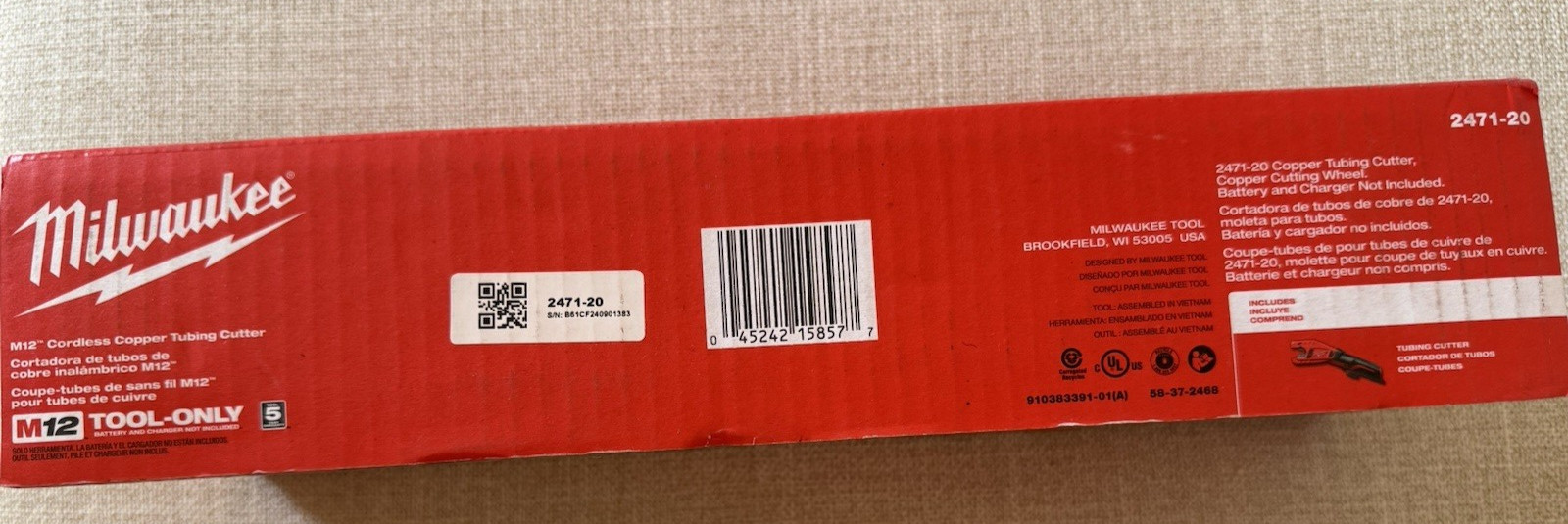Milwaukee 2471-20 M12 Cordless Copper Tubing Pipe Cutter 3/8″ – 1″ New in Box