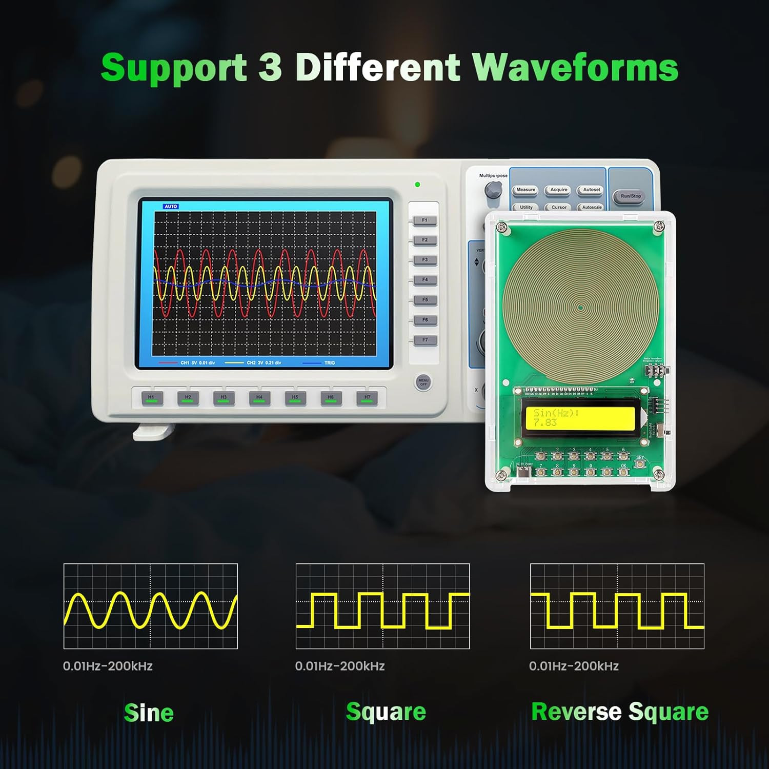 0.01Hz-200Khz Adjustable Frequency Generator for Healing Schumann Sine Waves Res