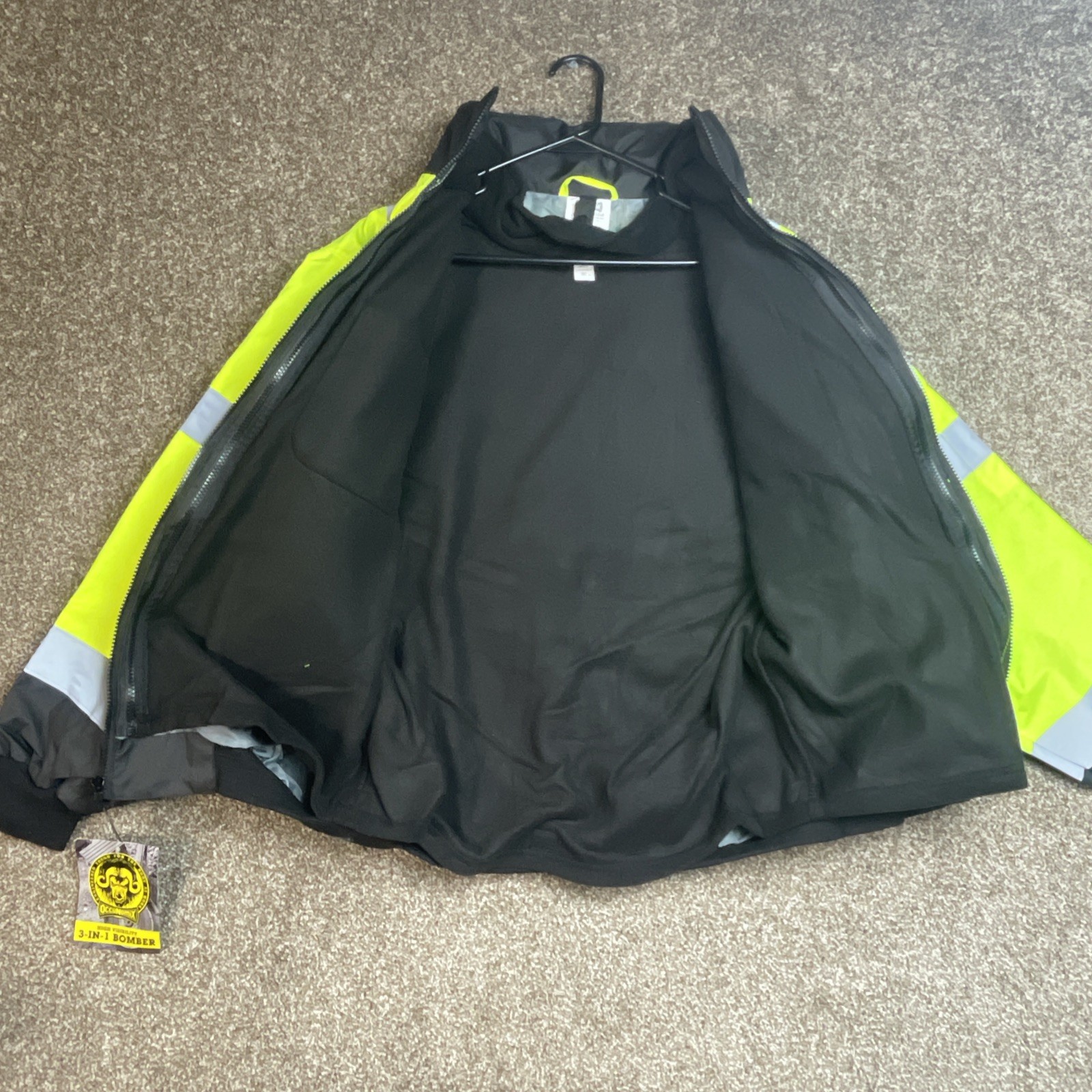 Occunomix Jacket High Visibility 3 in 1 Bomber Work Coat Yellow & Black – Medium