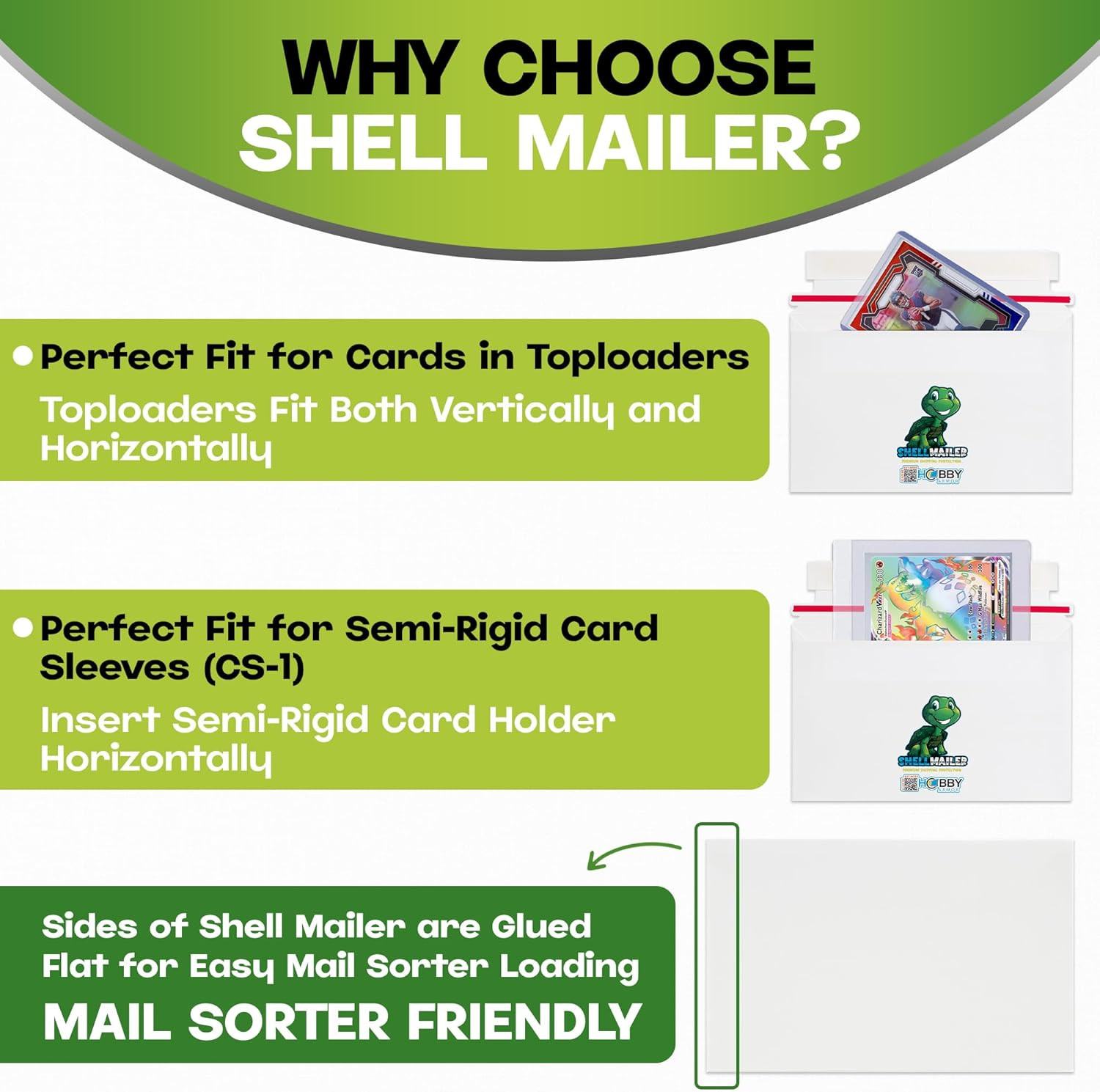 50 Pack Trading Card Mailers, 7″ x 4.35″ Semi-Rigid Envelope for Shipping