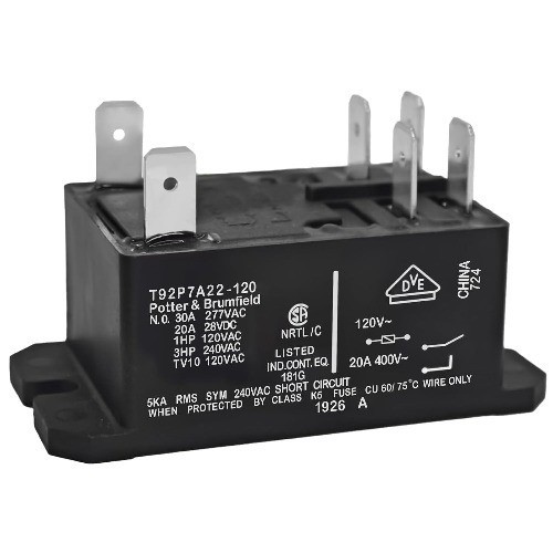T92P7A22 120VAC Power Relay Pack 2 DPST NO 30A 6 Pins Relay Part 10459304