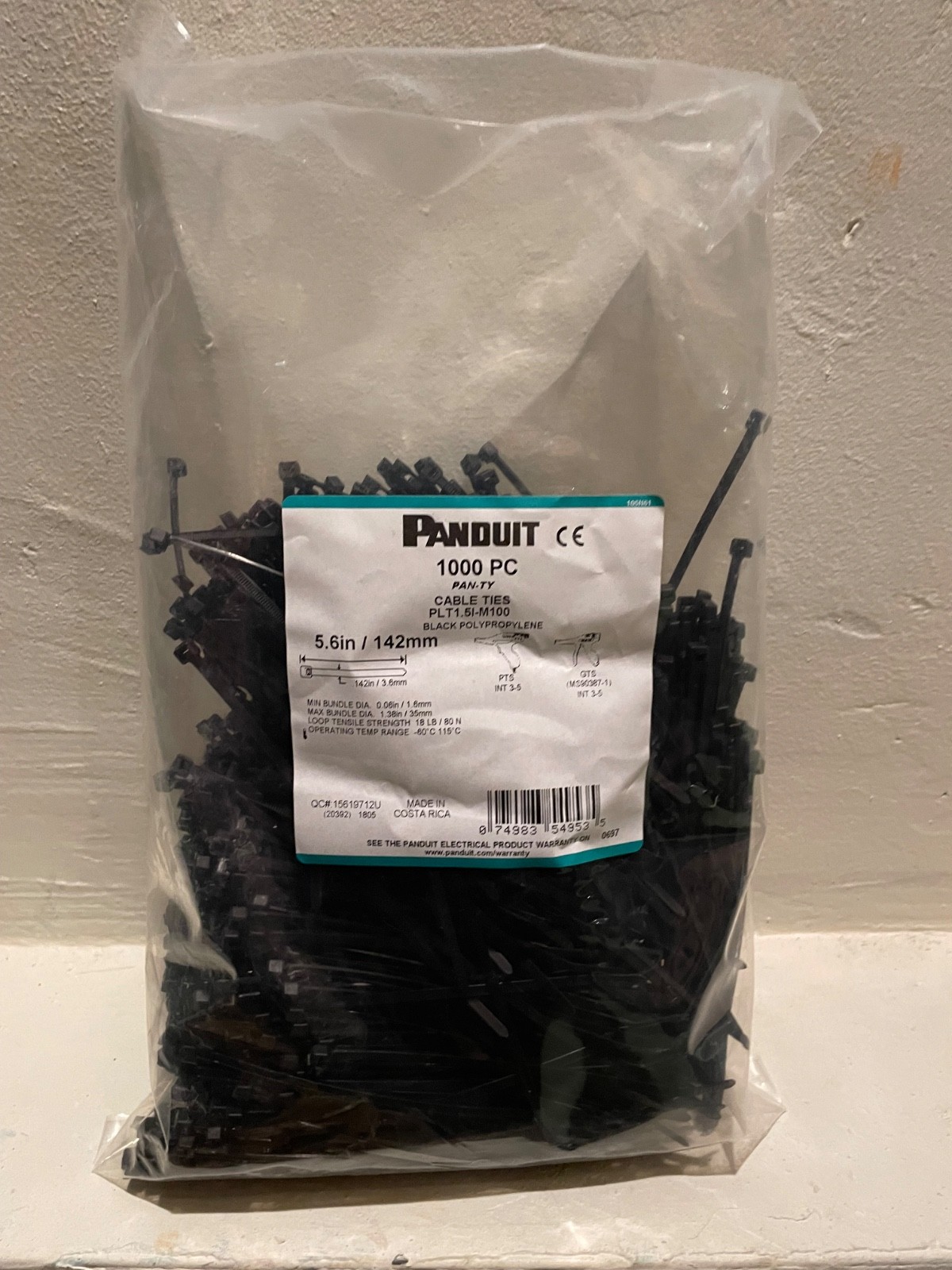 Panduit PLT1.5I-M100 Cable Tie – 1000 Pack zip ties