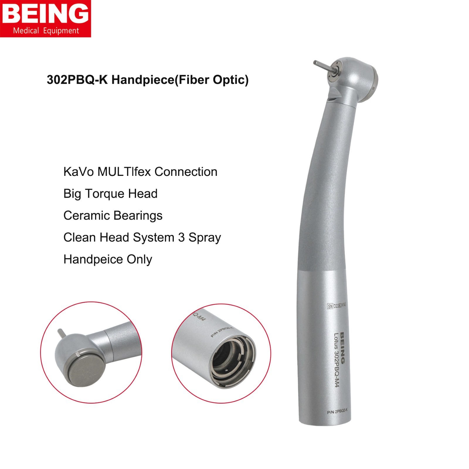 BEING Dental Air Turbine High Speed Handpiece Fiber Optic KaVo MULTIflex Lotus