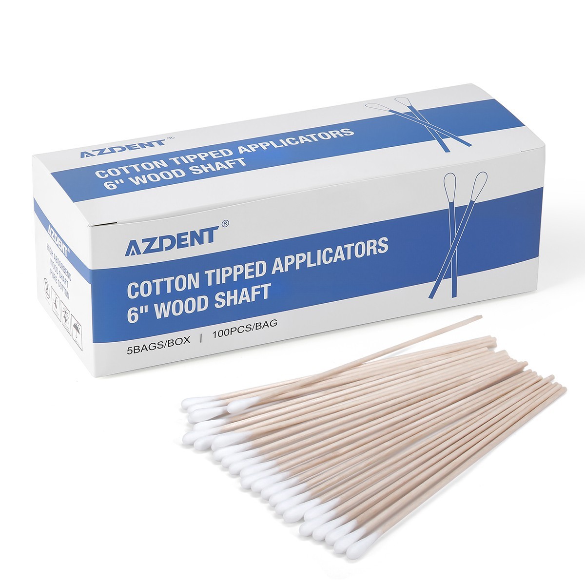 500pcs Cotton Tipped Applicators 6″（15.2cm）Wood Shaft Medical Disposable Clean