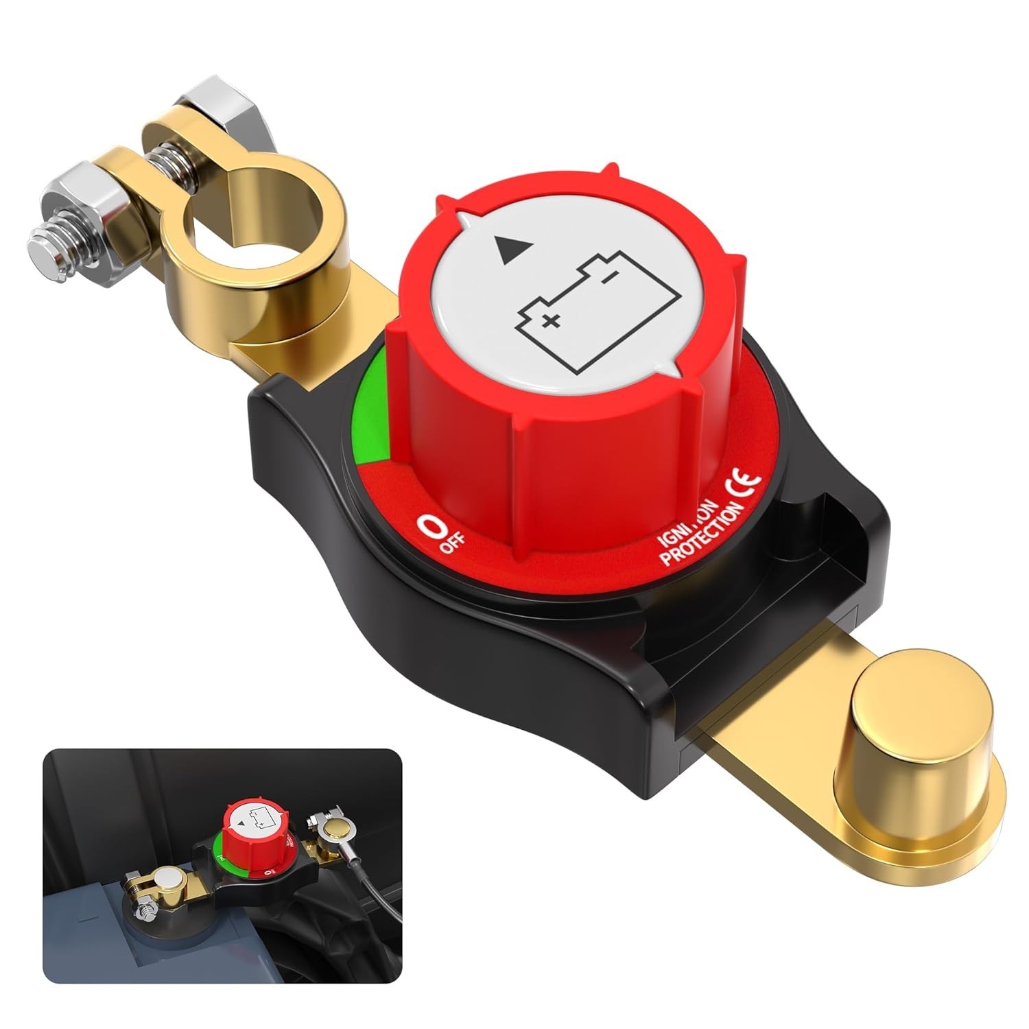 Top Post Battery Disconnect Switch 12V-48V Battery Kill Switch Negative On/Of…