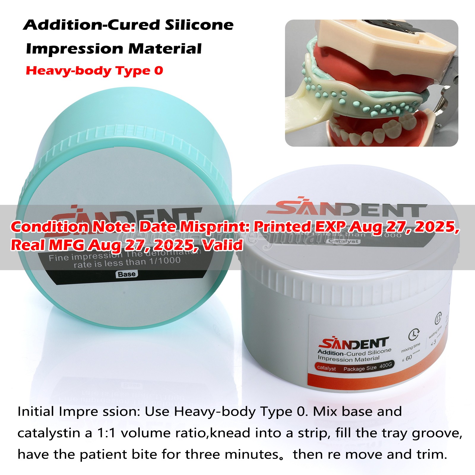 Dental Putty Fast Set PVS VPS Impression Material Silicon Base+Catalystst SA