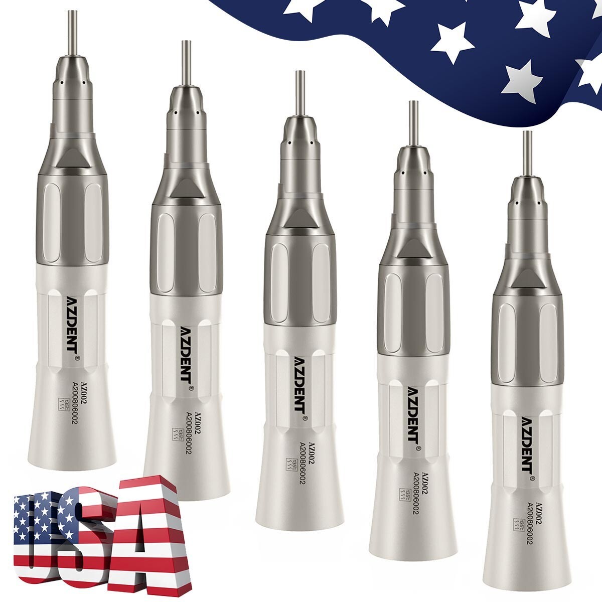 AZDENT Dental 1:1 Direct Drive Slow Low Speed Straight Nose Cone Handpiece