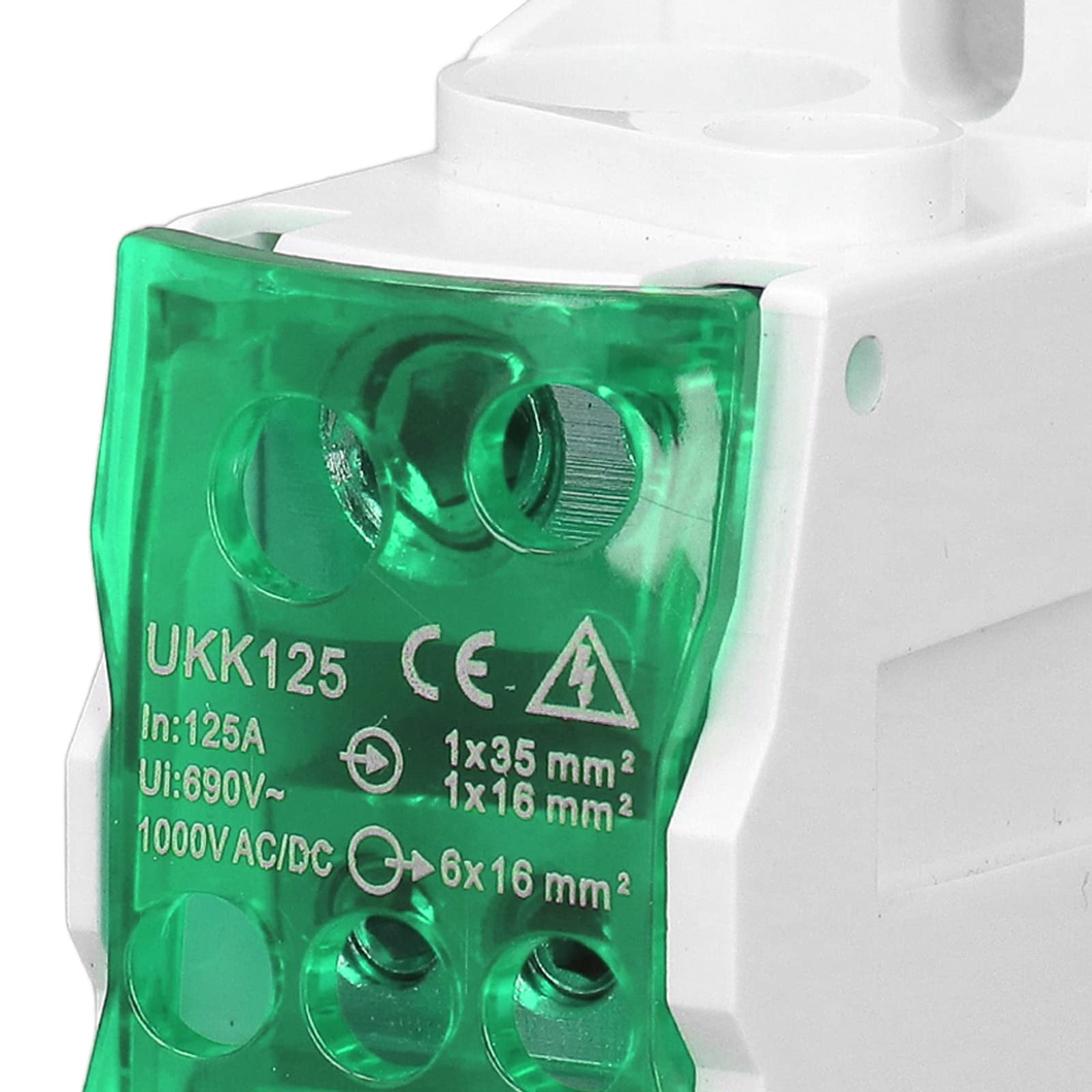 Ukk125 Din Rail Distribution Box Rise Card Slot C45 690V 125A Green Box