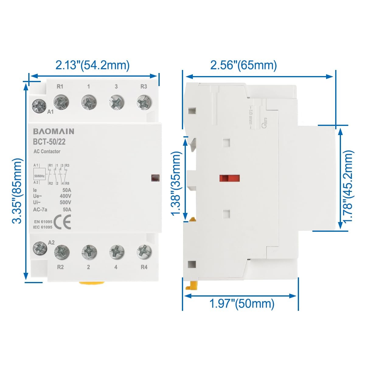 220V AC 4-Pole Modular Contactor, 50A 2NO2NC Normally Open + Normally Closed,…