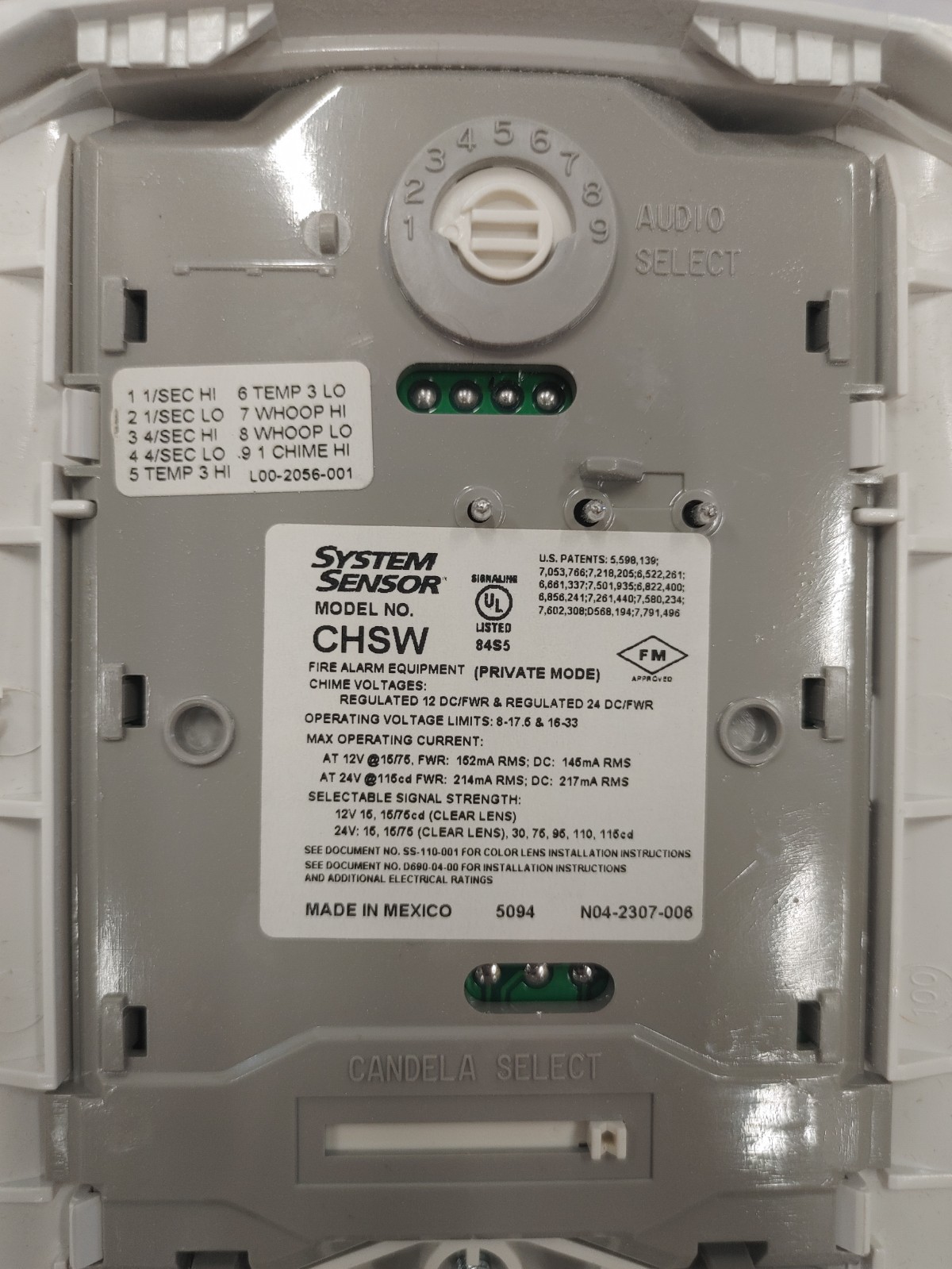 System Sensor CHSW Chime/Strobe STD CD White – NO STICKERS/HARDWARE