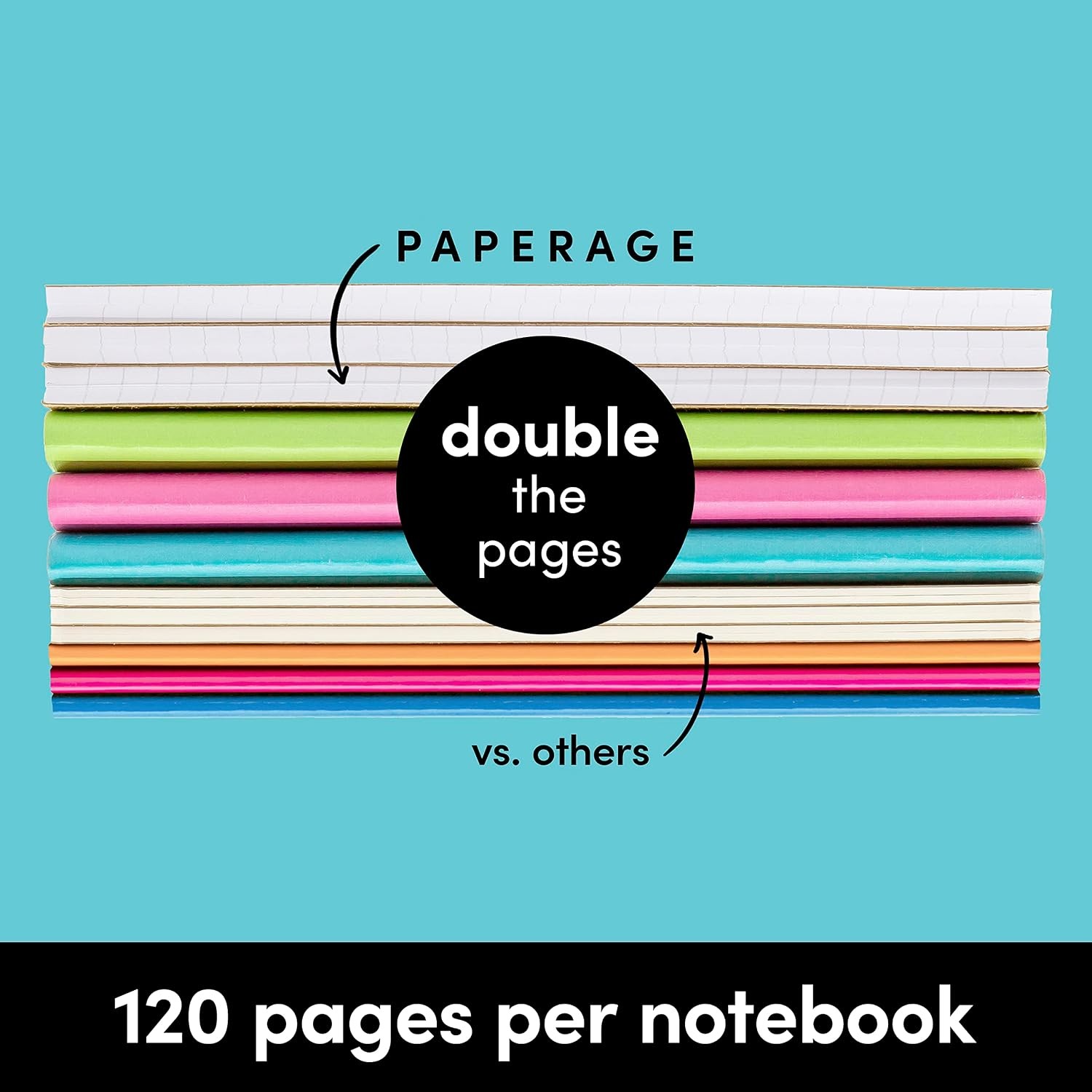 48-Pack Composition Notebook Journals, 120 Pages, Kraft Cover with Rainbow