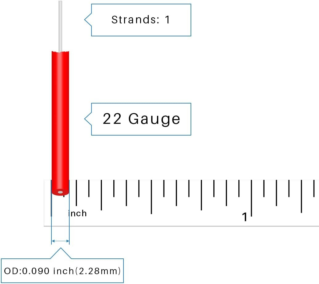 22 AWG 1007 Hook-Up Wire Red Black 200FT Solid Tinned Copper PVC 105°C