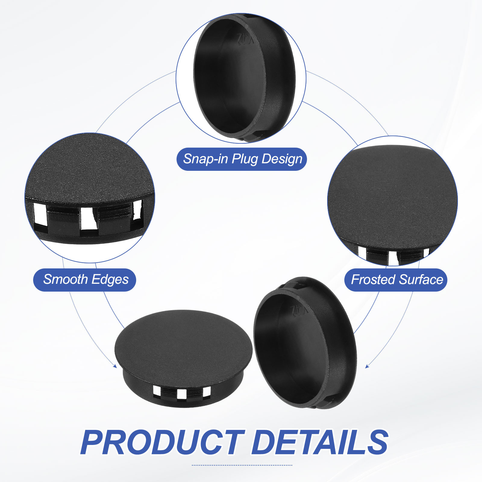 12 Pcs 42mm/1-5/8″ Plastic Hole Plugs, Flush Type Round Plug Black